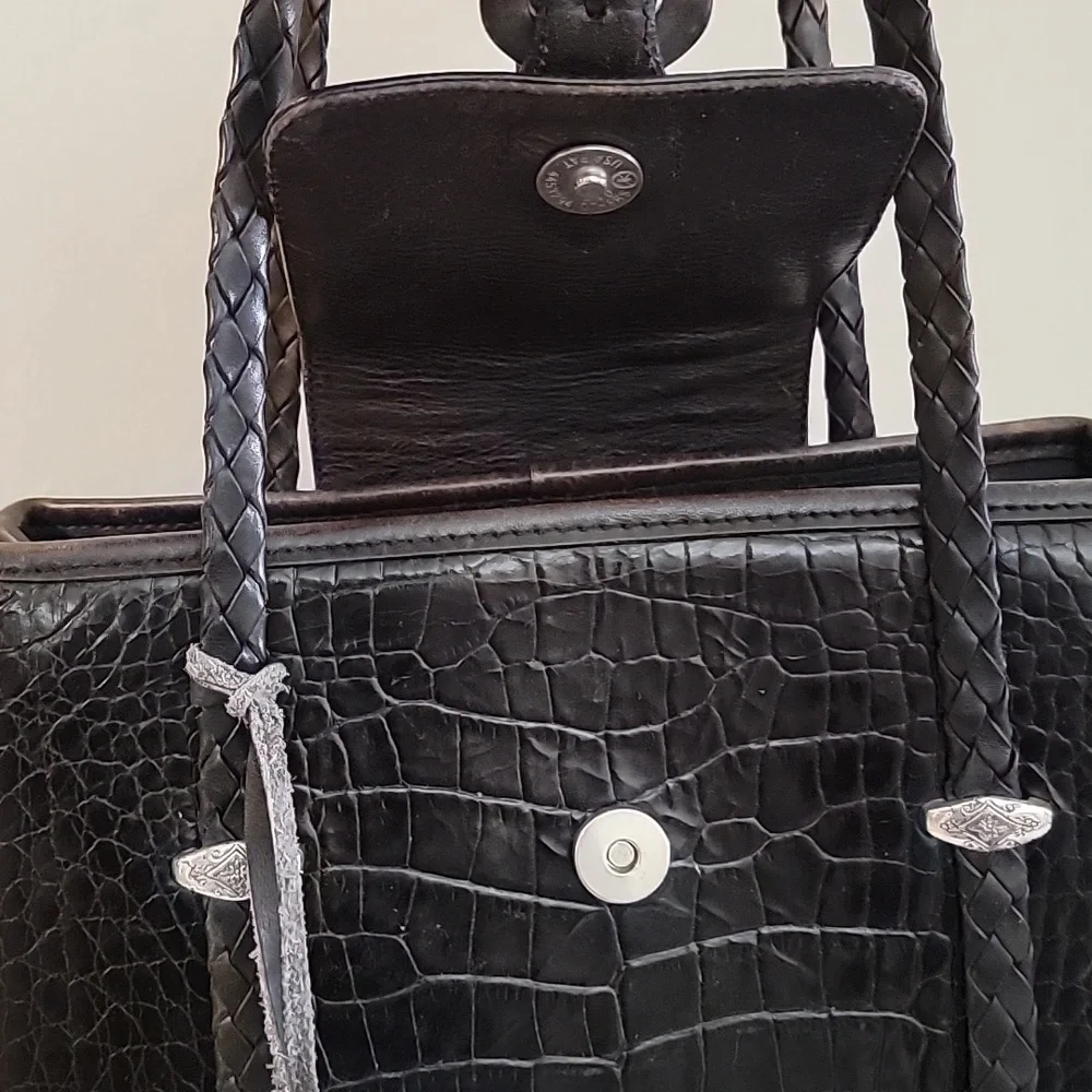 Brighton Brown Croc Leather Shoulder Bag - Picture 7 of 15